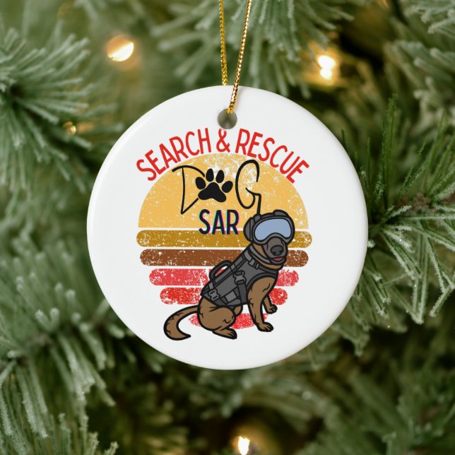 Search and Rescue SAR K-9 Professional Dogs Team  Ceramic Ornament (Tree)