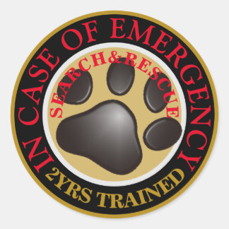Search+Rescue Dog 2yrs trained Classic Round Stick Classic Round Sticker