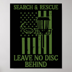 Search Rescue No Disc Behind Flag Frisbee Golf Men Poster