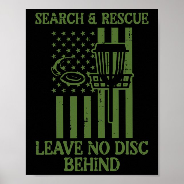 Search Rescue No Disc Behind Flag Frisbee Golf Men Poster (Front)