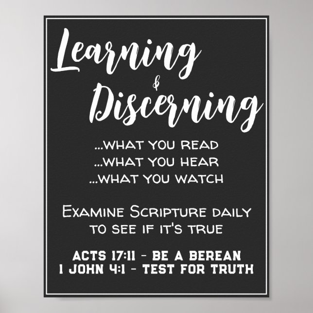 Search Scripture Black & White Poster (Front)