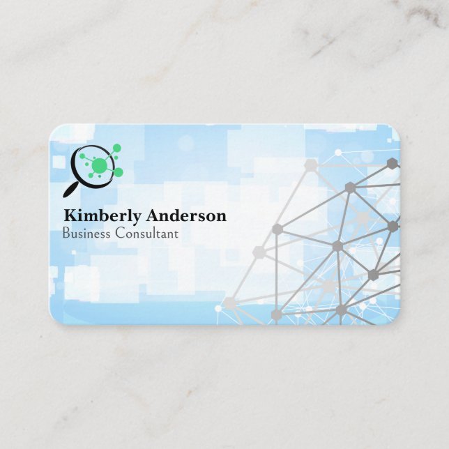 Search Tech Logo | Networking Background Business Card (Front)
