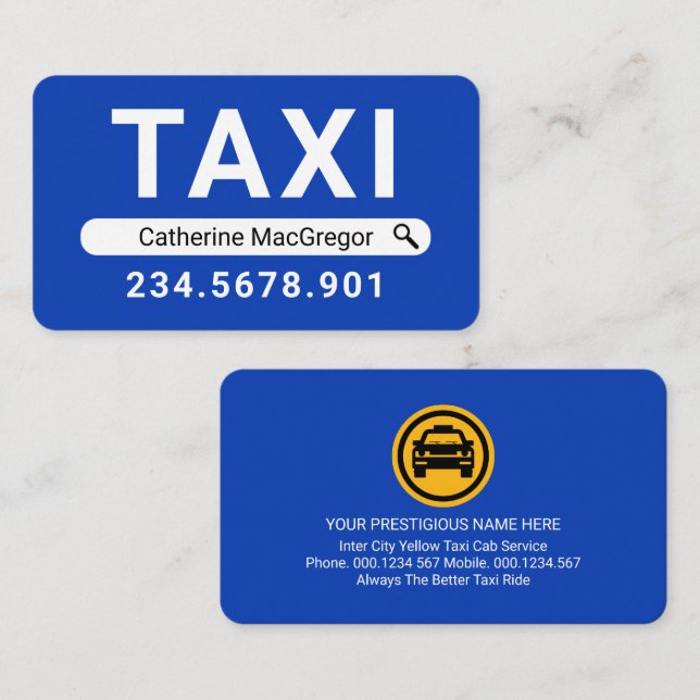 Search Your Name Taxi Driver Business Card (Front/Back)