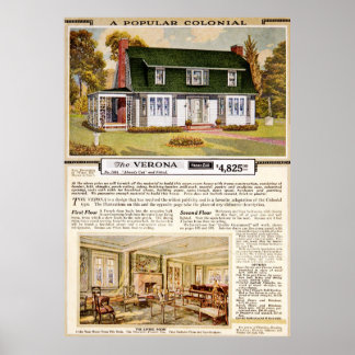 Sears 1920s Verona Colonial House Poster