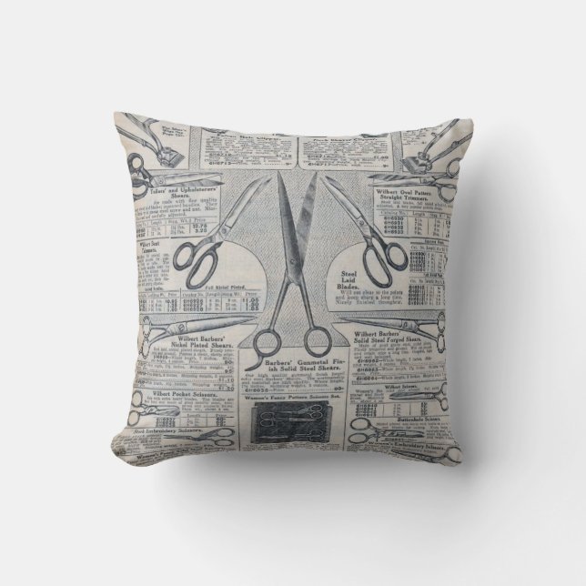 Sear's Magazine Scissors Advertisement Throw Pillow (Front)