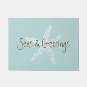 Seas and Greetings Beach Blue Starfish Doormat
