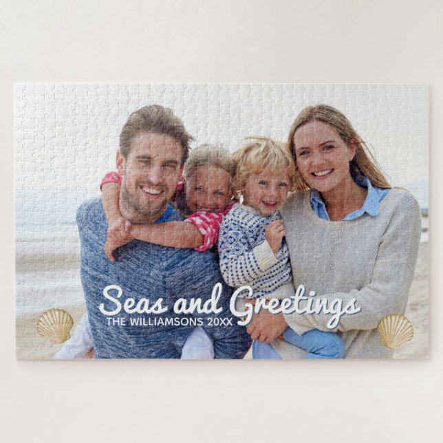 Seas and Greetings Beach Photo Christmas Jigsaw Puzzle (Horizontal)