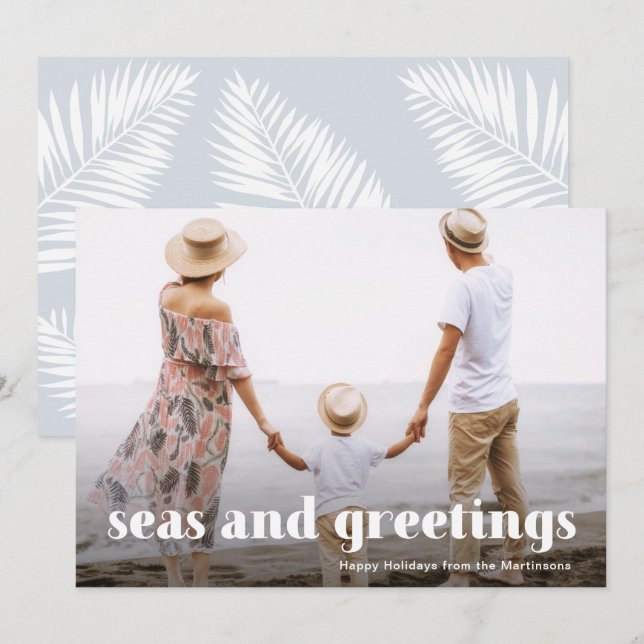 Seas and Greetings Coastal Christmas Photo Card (Front/Back)