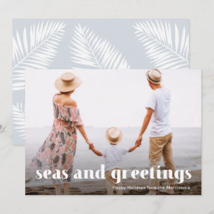 Seas and Greetings Coastal Christmas Photo Card