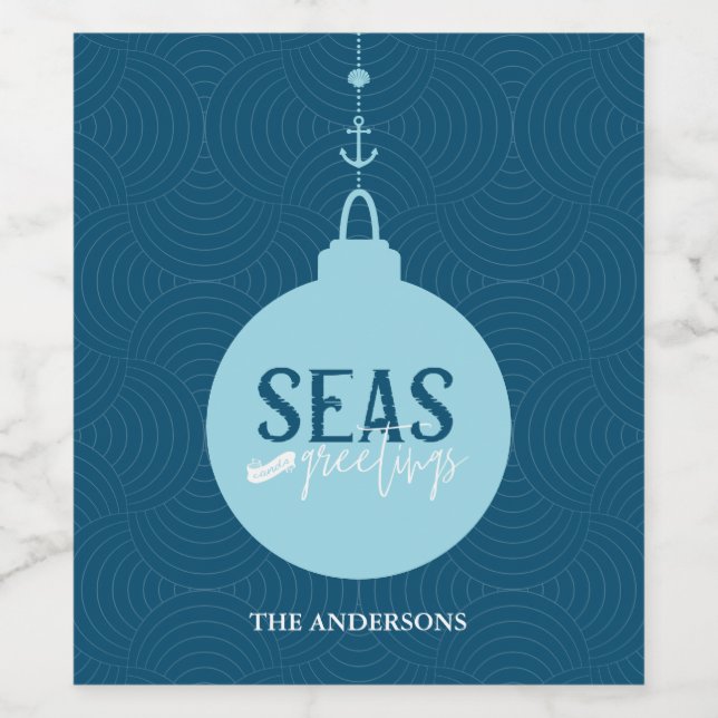 Seas and Greetings Coastal  Wine Label (Single Label)