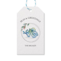 Seas and Greetings Favour Tags Watercolor Octopus