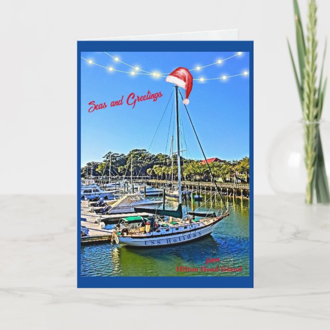 Seas and Greetings Hilton Head Island Christmas Holiday Card (Front)