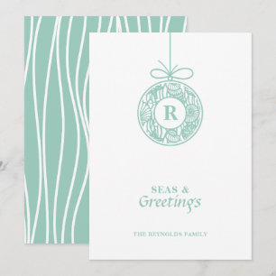 Seas and Greetings Seashell Ornament Holiday Card