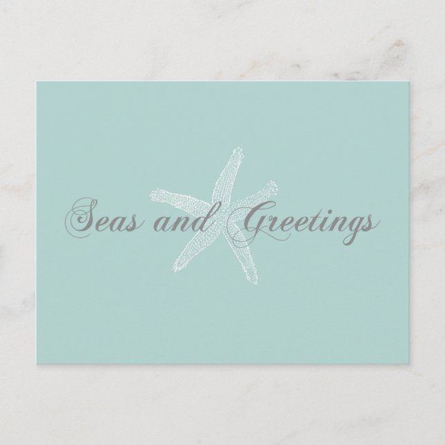 Seas and Greetings Seasons Greetings Starfish Holiday Postcard (Front)