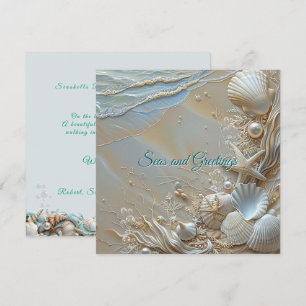 Seas and Greetings Starfish  Shells Pearls Card