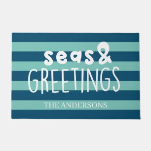 Seas and Greetings Striped Door Mat