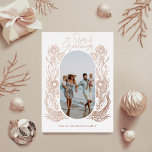 Seas & Greeting Ocean Marine Life Arch Photo Frame Foil Holiday Card<br><div class="desc">Our Beautiful Seas and greeting holiday collection are inspired by the natural beauty of marine and ocean life. Our rose gold foil holiday card features our beautiful hand-drawn stylized ocean marine life captured in an elegant and whimsical design. "Seas & Greeting" is written in an elegant script font in rose...</div>