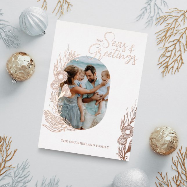 Seas & Greeting Ocean Marine Life Arch Photo Frame Foil Holiday Card (Creator Uploaded)