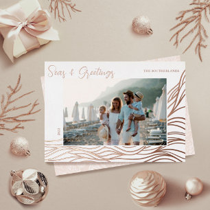 Seas & Greeting Ocean Marine Life Waves Photo Foil Holiday Card