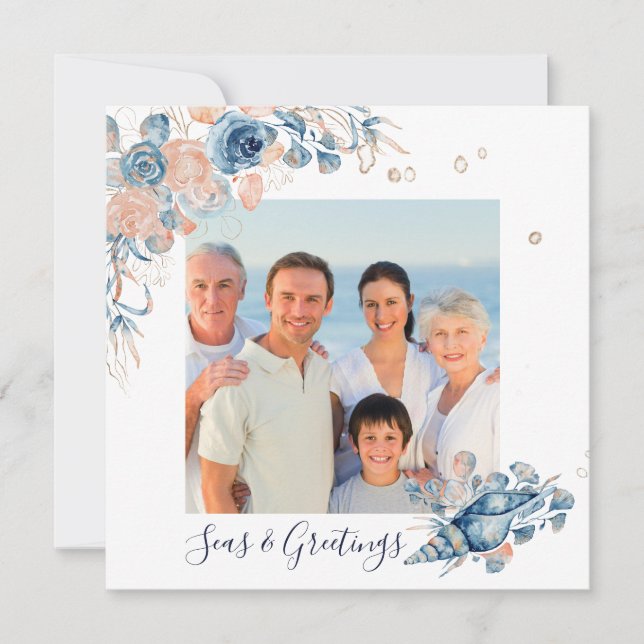 Seas & Greetings Christmas Nautical Chic Photo (Front)