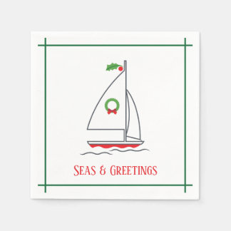 Seas & Greetings Nautical Holiday Napkin Red Green