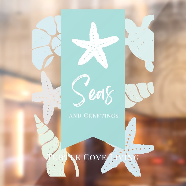 Seas & Greetings Seashell Turtle Starfish Holiday Window Cling (Sheet 2)