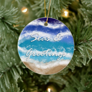 Seas & Greetings   Seaside Coastal Christmas Ceramic Ornament