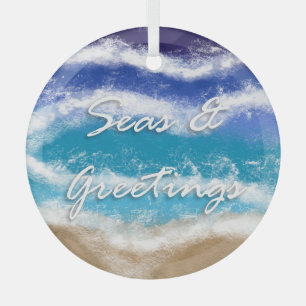Seas & Greetings   Seaside Coastal Christmas   Glass Ornament