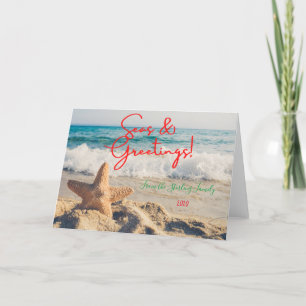 Seas & Greetings Starfish and Beach Coastal Holiday Card
