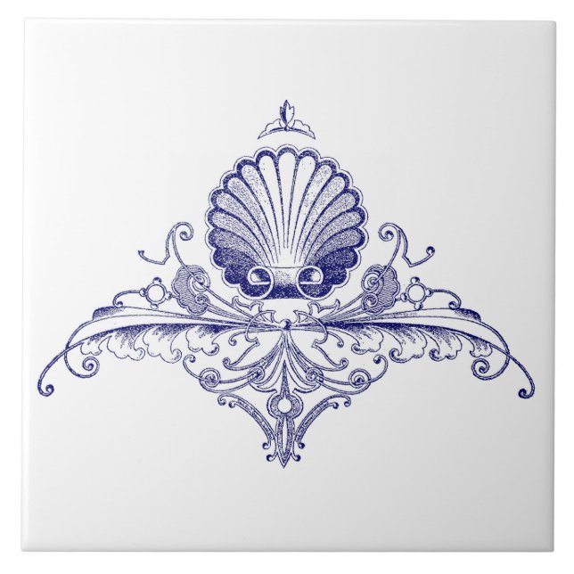 Seas hell Ornament Frieze Blue & White Tile (Front)