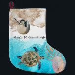 Sea's N Greetings beach ocean Large Christmas Stocking<br><div class="desc">Sea's N Greetings Beach ocean.</div>