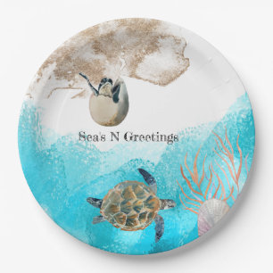 Sea's N Greetings beach ocean Napkins Paper Plate