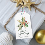 Seas N Greetings Christmas Beach Starfish Gift Tags<br><div class="desc">Add the finishing touch to your coastal themed gift wrapping with these delightful tropical beach “Seas n’ Greetings” gift tags,  featuring a watercolor starfish decorated with holly leaves,  berries,  and pine sprigs,  and trendy modern handwriting script.</div>