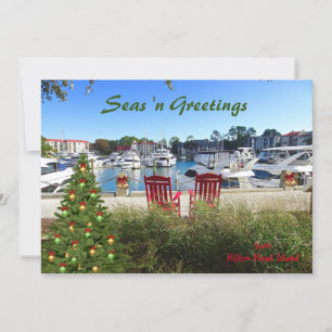 Seas n Greetings from Hilton Head SC Harbour Town Holiday Card