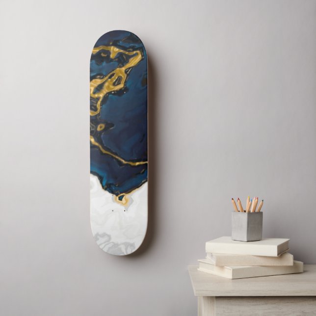Seas of Emerald Gold blue marble Skateboard (Wall Art)