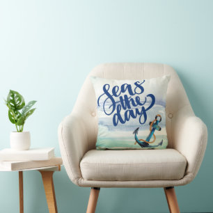 Seas the Day Anchor Pillow