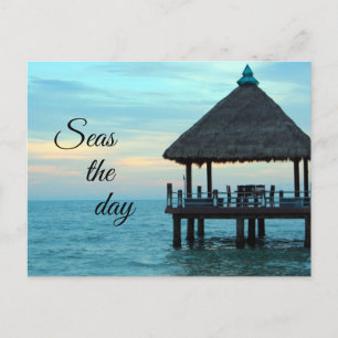 Seas the day beach postcard
