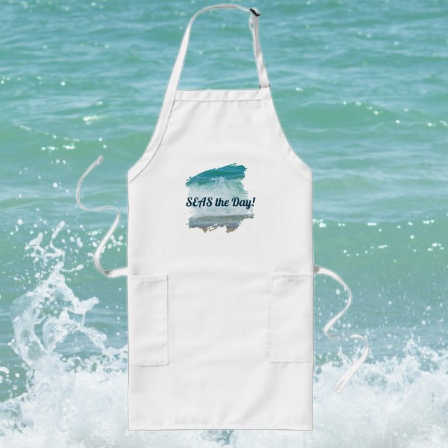 Seas the Day Breaking Wave Coastal Long Apron (Creator Uploaded)