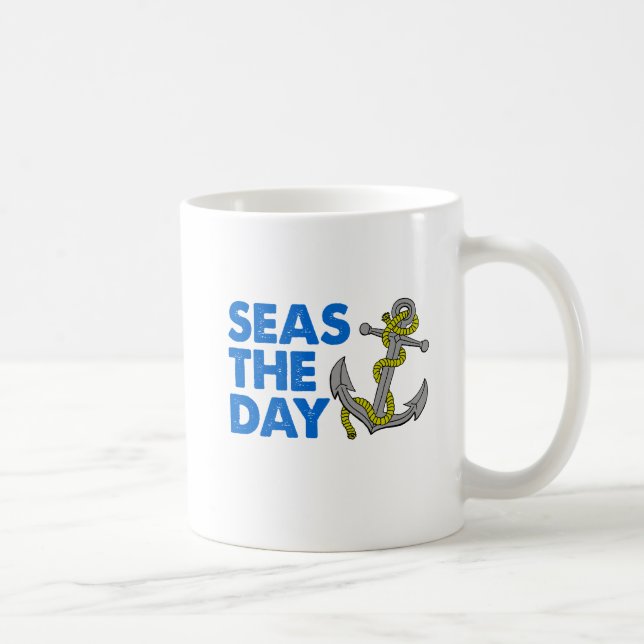 Seas The Day Cartoon Anchor Mug (Right)