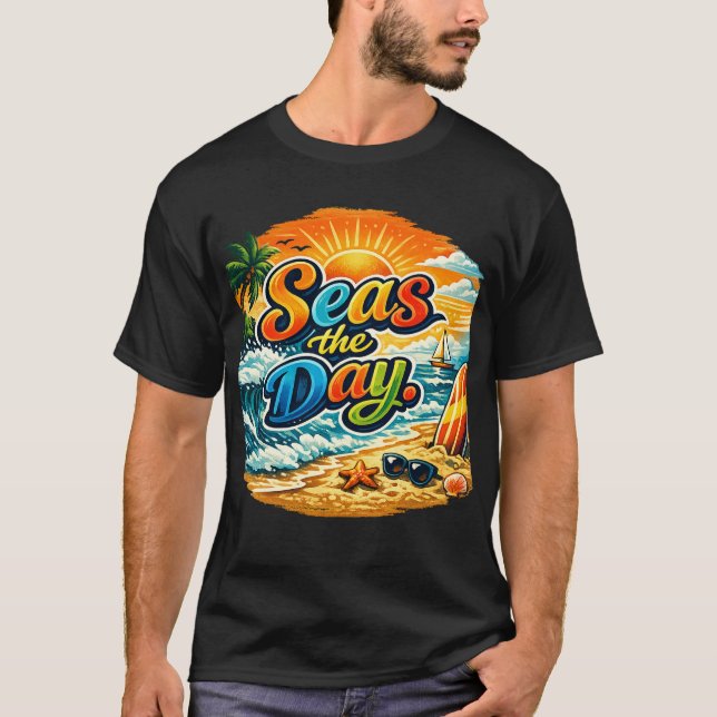 Seas the Day: Ocean-Inspired Graphic T-Shirt (Front)