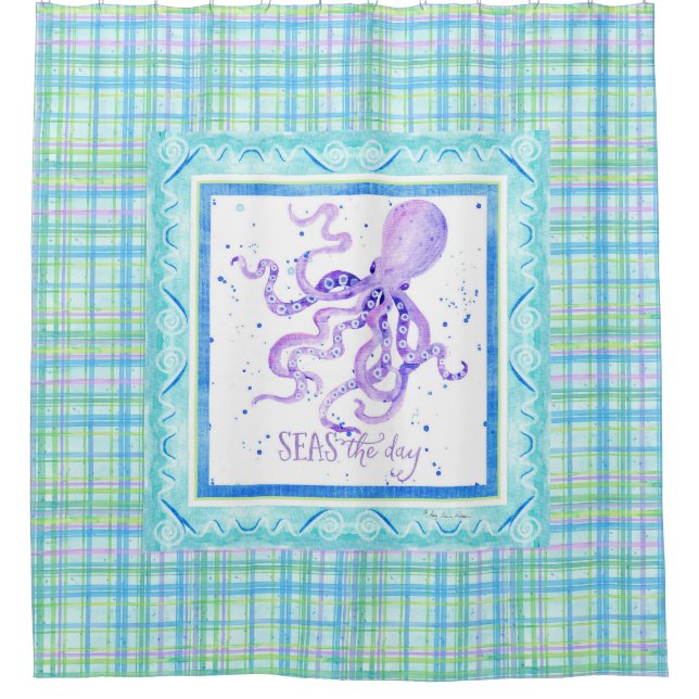 Seas the Day Octopus Beach Ocean Bathroom Decor (Front)