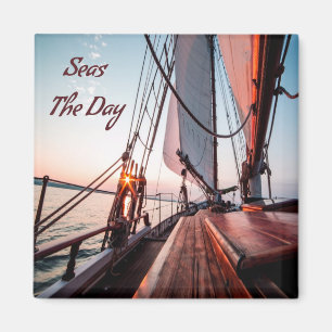 Seas The Day Sailing Boating Ocean Magnet