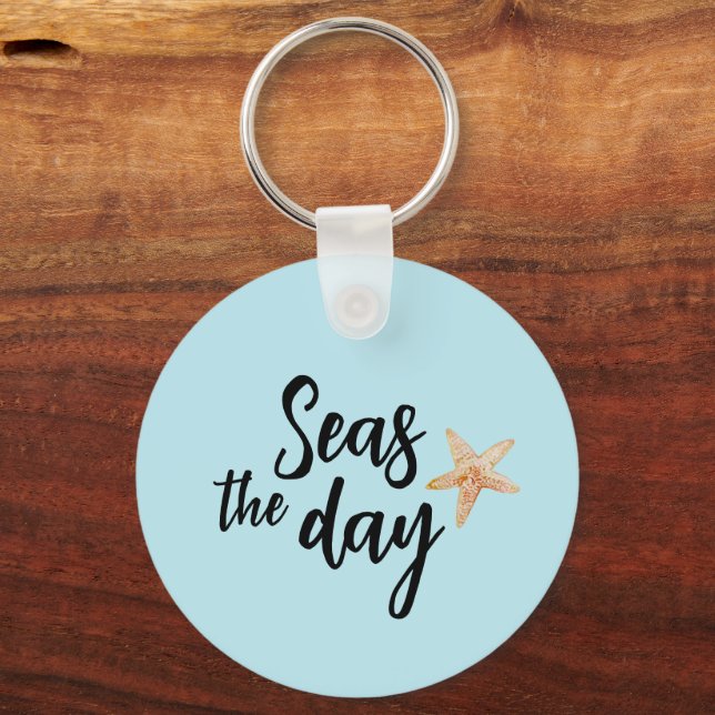 Seas the Day Starfish Beach Keychain (Front)