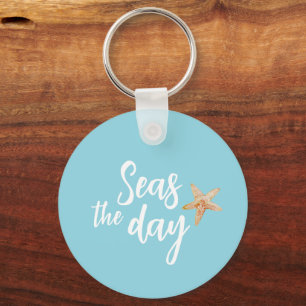 Seas the Day Starfish Beach Keychain