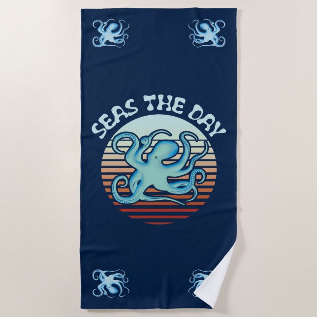 Seas The Day | Summer Vibes Octopus Beach Towel (Front)