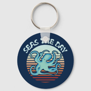 Seas The Day Summer Vibes Octopus Keychain