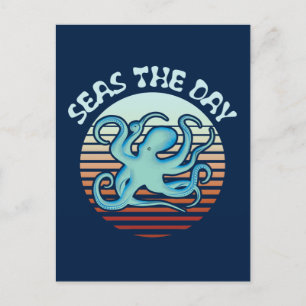 Seas The Day   Summer Vibes Octopus Postcard