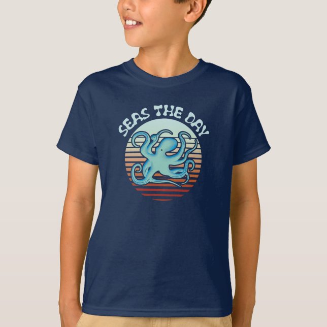 Seas The Day | Summer Vibes Octopus T-Shirt (Front)