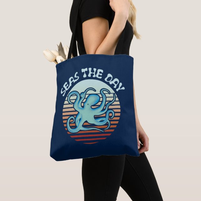 Seas The Day | Summer Vibes Octopus Tote Bag (Close Up)