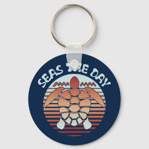 Seas The Day Summer Vibes Turtle Keychain
